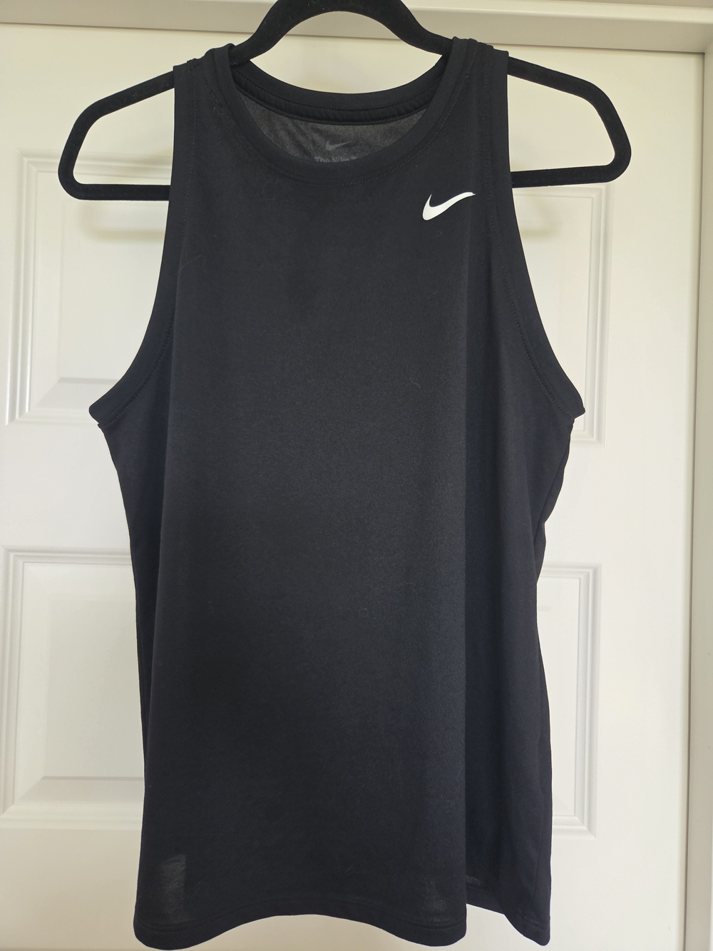 Nike Black Tank Top with White Swoosh - Women's Athletic Racer